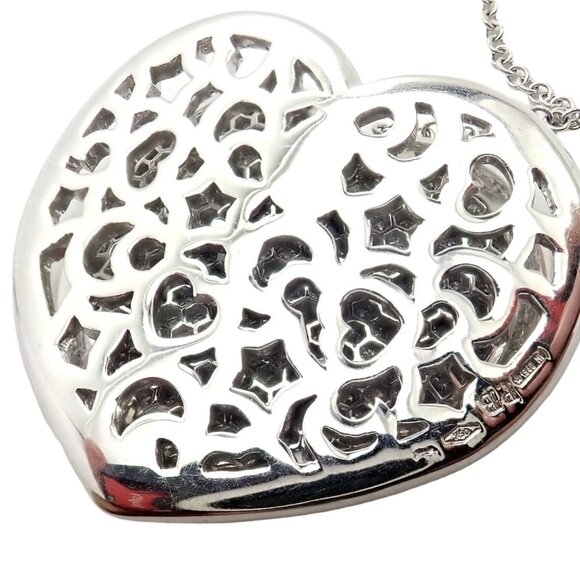 New! Authentic Pasquale Bruni 18k White Gold 2.02ct Pave Diamond Heart Necklace - Picture 8 of 16